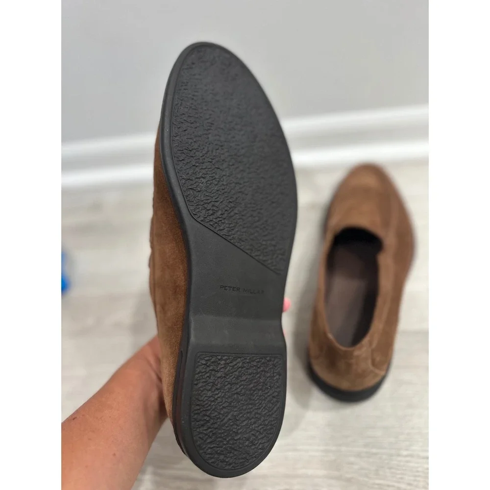 Peter Millar Excursionist Suede Penny Loafers Mens 10.5 Brown Classic EXCELLENT